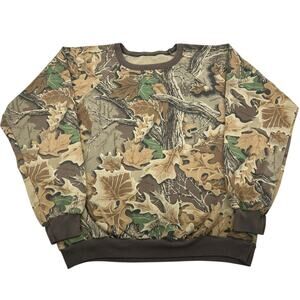 VTG 90s Men's Camouflage Camo Realtree Advantage Raglan Crewneck Sweatshirt Sz M